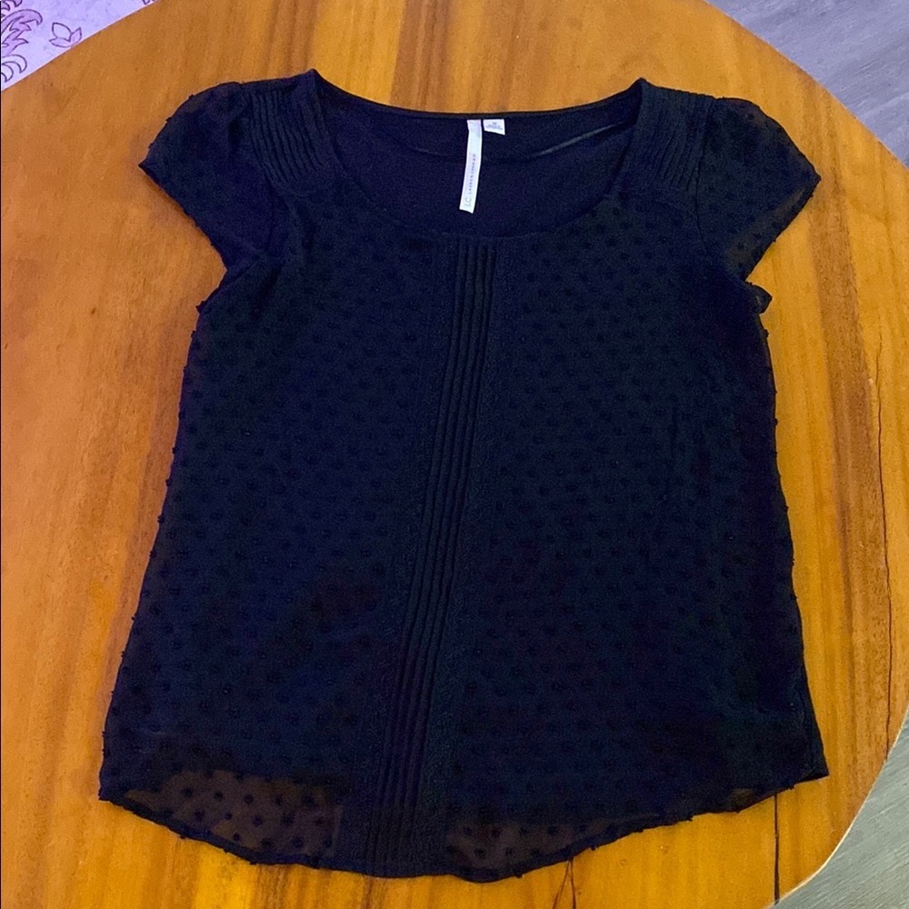 NWOT LC Lauren Conrad Black Fitted Cap Sleeve Ribbed Blouse